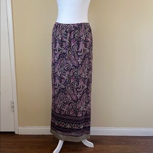 Paisley print- green and purple maxi skirt